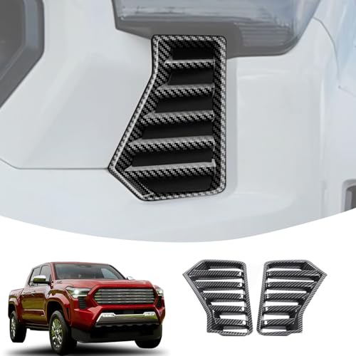 Image of Car Front Headlights Grille Vent Cover Trim Compatible With Toyota Tacoma 2024 2025 ABS Front Side Grill air inlet Vent Panel Cover Interior decoration accessories (carbon fiber grain)