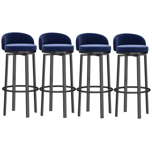 Juego de 4 taburetes de bar giratorios con sillas tapizadas de altura de mostrador trasero para cocina, hogar, bar