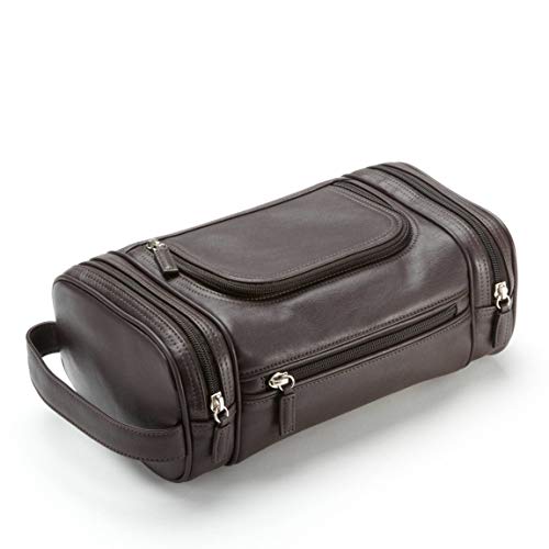 Multi Pocket Toiletry Bag - Full Grain Leather - Chocolate (brown)