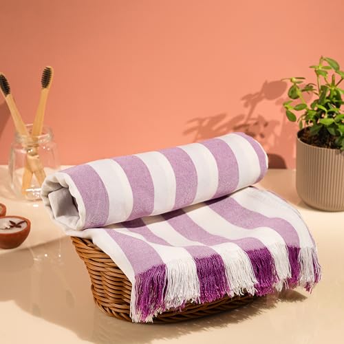Image of Comforic 100% Bamboo Towels for Bath Large Size | Bamboo Bath Towel for Men & Women | Ultra Soft, Absorbent, Lightweight, Quick Dry Towel for Bath, Beach, Travel, Gym | 75x150 cm - Set of 1 Purple