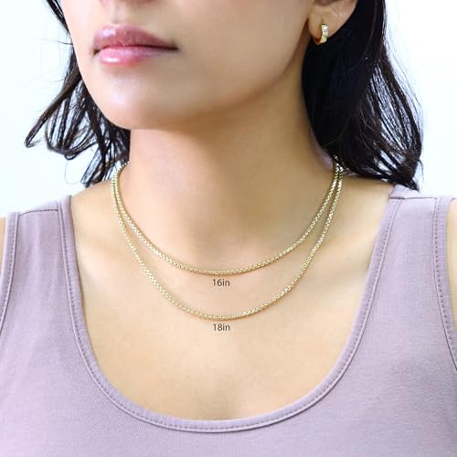 Nuragold 10k Real Yellow Gold Round Box 2.5mm Venetian LInk Chain Necklace (16"-30") Italian Jewelry for Men & Women3