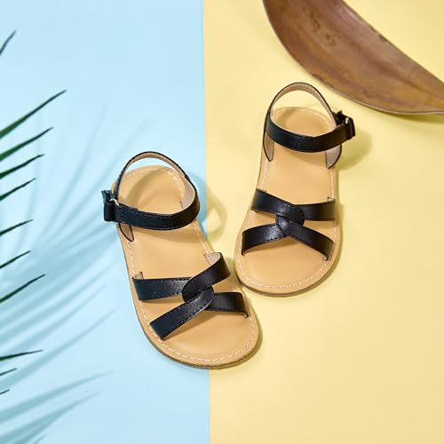 Image of Kolan Toddler Girl Sandals Open Toe Flat Princess Dress Shoes Little Kids