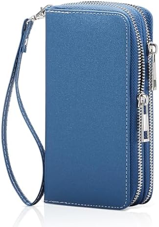 HAWEE Cellphone Wallet for Women Dual Zipper Long Purse with Removable Wristlet,