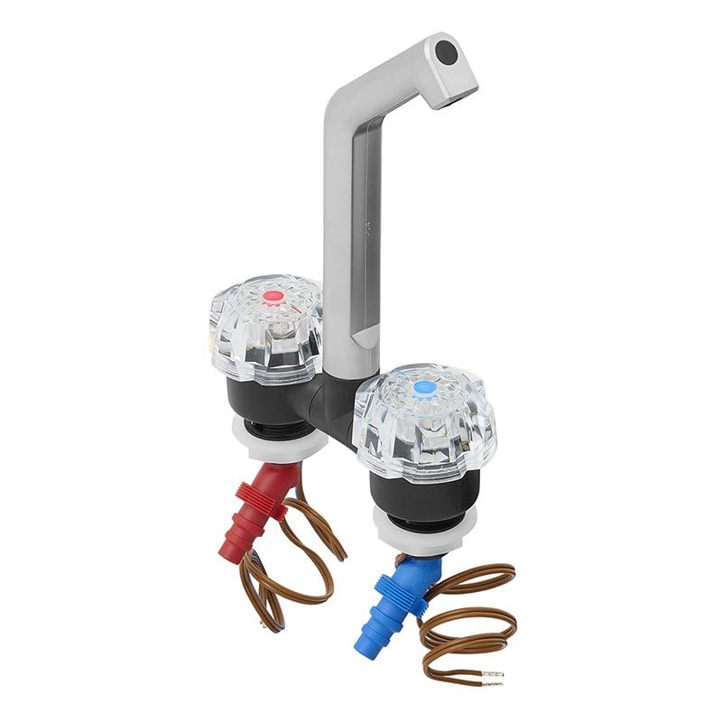 Grifo mezclador giratorio para autocaravana y barco (diámetro de 20 mm), color negro y cromo