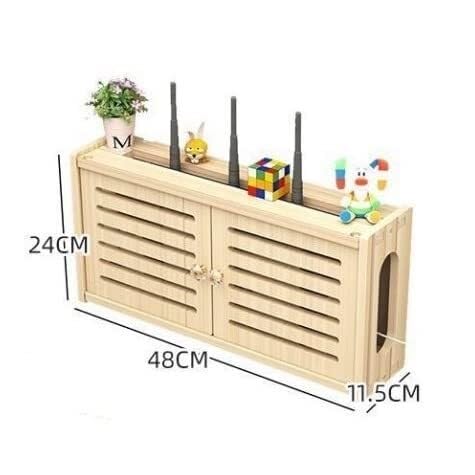 Étagère murale cache-câbles en bois pour box internet et multiprises - 8