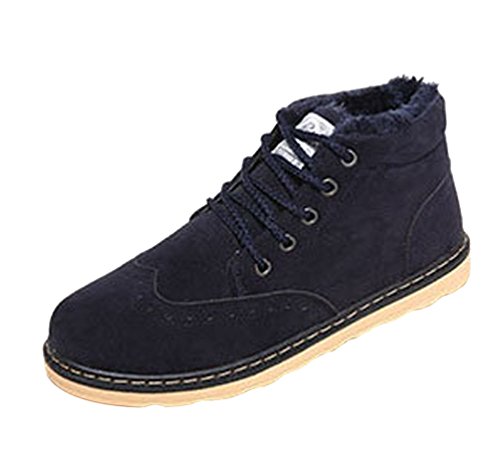 Dooxi Hombre Invierno Antideslizante Nieve Botas Casual Atada Botines Moda Calentar Forrado Zapatos Azul Oscuro 38