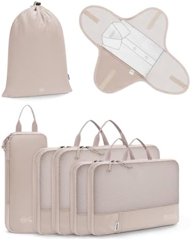WANDF 7 Set Compression Packing Cubes for Travel, Shirt Folder fo...