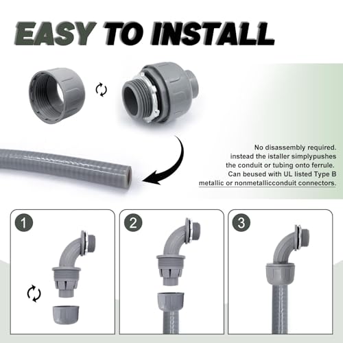 Conectores herméticos de 1-1/4 pulgadas para conductos de PVC flexibles rectos 7