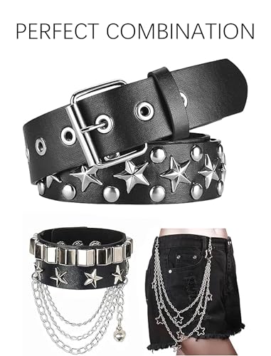 Studded Belt Studded Bracelet Pants Chain for Men Women – Y2K Emo Accessories Goth Punk Accessories Aesthetic Belt Set for Jeans Skirt Outfit2