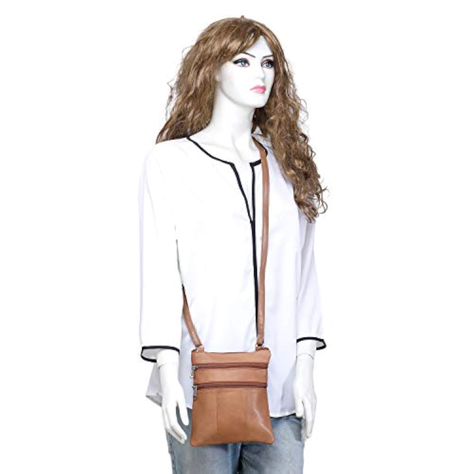 Unisex Medium Sized Real Leather Messenger Sling Bag