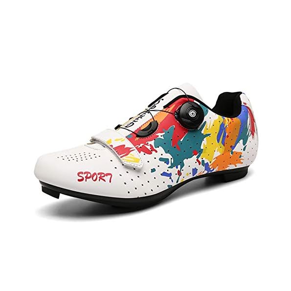 Mens Road Bike Cycling Shoes Mountain Bike Shoes Compatible with SPD Cleats MTB Spin Indoor Cycling Shoes Breathable Outdoor Cycle Shoes A White