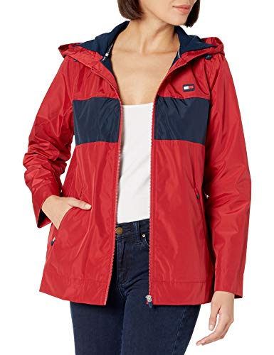 Tommy Hilfiger womens Long Sleeve Zip Up Windbreaker, Scarlet, X-Small US