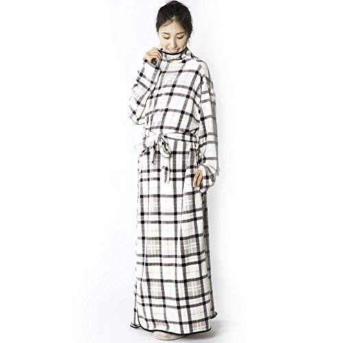 アイリスプラザ 毛布 着る毛布 125cm丈 ルームウェア フランネルマイクロファイバー とろけるような肌触り 静電気防止 洗える アイボリー×ブラック