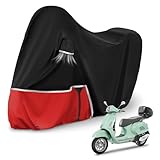 Telo Copri da Esterno per Piaggio Vespa GTV GTS GT60/125/200/250/300 (con bagagliaio), Telo Copertura Coprimoto Copri Moto Vespa 125 420D Tessuto Oxford Impermeabile, Nero e rosso