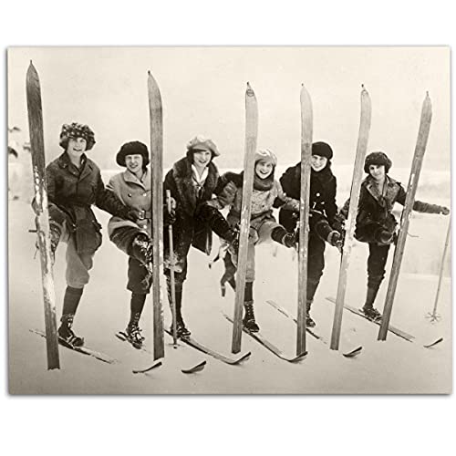 Retro 1920s Women Skiers Poster