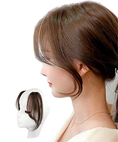 Susanki Lot de 2 frange de cheveux humains véritables à clipser - Frange latérale - Pour femme - Noir - 20,3 cm