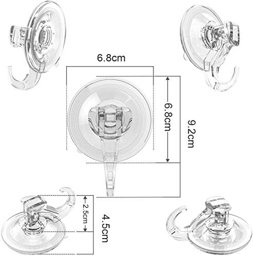 Ulinek Suction Cup Hooks, Heavy Duty 6 Pack Bathroom Kitchen Shower Wall Door Window Glass Suckers for Hanging Coat Key Towel Tool Robe Hat Handbag Removable Hanger Holder Large Powerful Lock