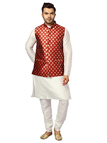 Image of Uri and MacKenzie Men's Silk Blend Kurta Pajama with Designer Ethnic Nehru Jacket /Modi Jacket