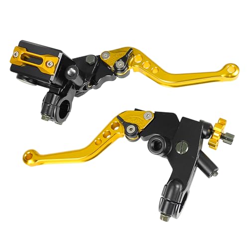 Upgrade 7/8 pulgadas 22 mm Universal Bomba Cilindro Maestro de Freno Palanca de embrague Izquierda Derecha Juego Compatible con Polaris Yama-ha Suzuki Honda Kawa-saki Motocicleta (dorado)