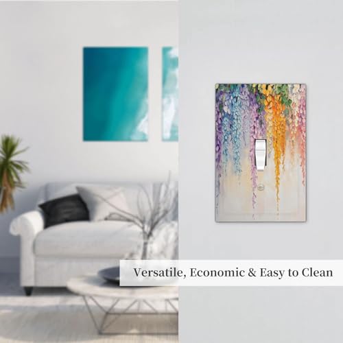 Colorful Wildflower Wisteria Cascade Floral Flower Decorative Light Switch Cover 1 Gang Single Toggle Device Electrical Faceplate Switchplates Decorator Outlet Wall Plate for Bedroom Living Room Decor by Ialnuyisek - Used condition - Image 7