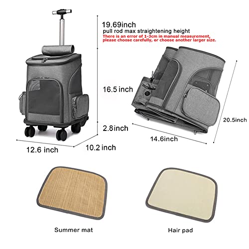 Mochila de transporte de animais de estimação com rodas, transportador de viagem, assento de carro p