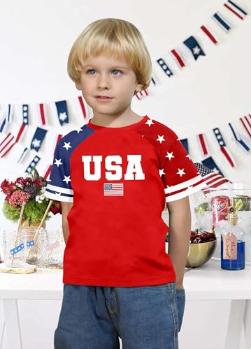 Image of CAZYCHILD Girls 4th of July USA Shirt American Flag Patriotic T-Shirt Independence Day Outfit for Kids 5-14Years