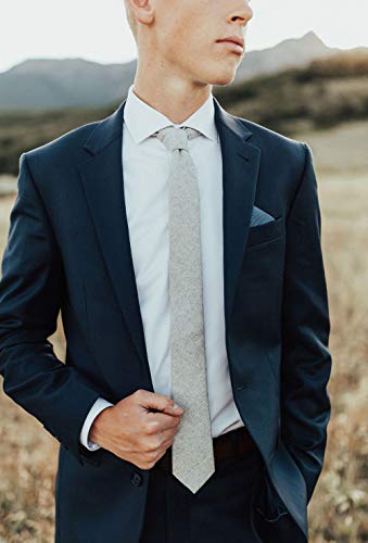 Image of DAZI Men's Skinny Tie, Cotton Wool Linen Necktie, Great for Weddings, Groom, Groomsmen, Missions, Dances, Gifts.