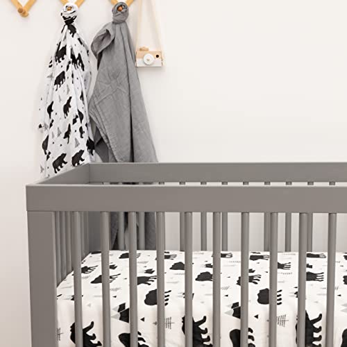 Organic Muslin Fitted Crib Sheet - Organic Cotton And Bamboo Crib Sheet For Standard Crib And Toddler Mattresses, Soft And Breathable, Woodland Baby Bear, 28”X52” #TOP5