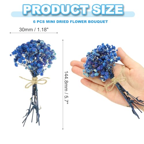 Mini Ramo de Flores Secas PATIKIL 6 Piezas Azul Oscuro miniatura 2