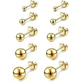 AllerPierce Hypoallergenic Gold Ball Earrings Studs Set Cartilage Earrings Stainless Steel Round Ball Studs Earrings for Women Men 3mm-8mm(10Pcs)