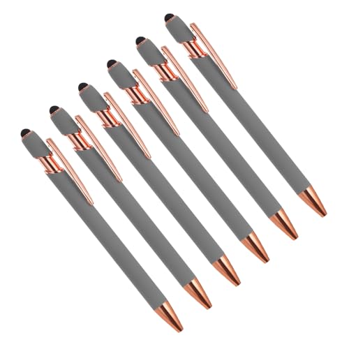 YOKIVE 6 Piezas Bolígrafo Con Punta Estilográfica, 2 En 1 Tinta Negra Estilográfica De Metal Punto Medio 1.0mm Estilo 2, Ideal Para Pantallas Táctiles, Oficina, Estudios (Gris)
