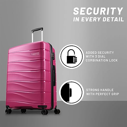 Image of Aristocrat Plastic Olympus, Cabin, Medium & Large Luggage (Set of 3), Rose Red, Hardcase,8 Wheel Spinner Suitcase,Fixed Combination Lock, Spacious, for Men & Women, 7 Year Warranty, 54 Cm