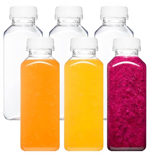 Consejos para Comprar Botellas los más recomendados. 45 U Chef Set de 6 Botellas de Plástico de 12 onzas con Tapas, Recipientes para Jugo para Refrigerador, Botellas Herméticas Reutilizables para Jugo, Botella para Agua de Plástico