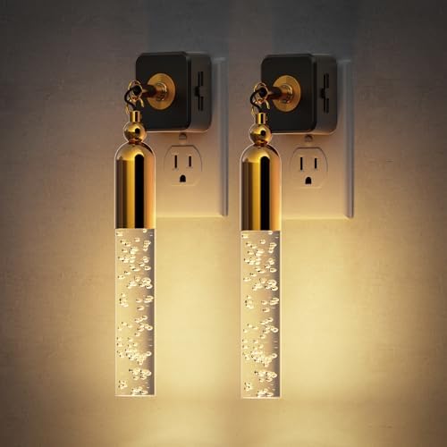 JandCase Night Lights Plug into Wall, 3000K Soft Light LED NightLights, 0-100LM Adjustable Brightness, Bubble Plug in Night Light with Auto Light Sensor, for Bathroom, Hallway, Kitchen, Bedroom