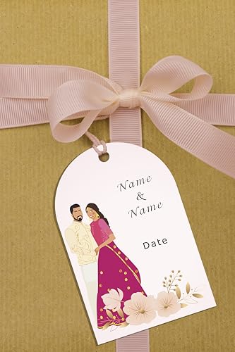Image of Brown Cloud Personalized Emboss Gold Foil Printed Message /Name /Quote Gift Tags /Card /Label for Wedding Gifts /Favors (GT WEDD FOIL 003)(Pack of 40)