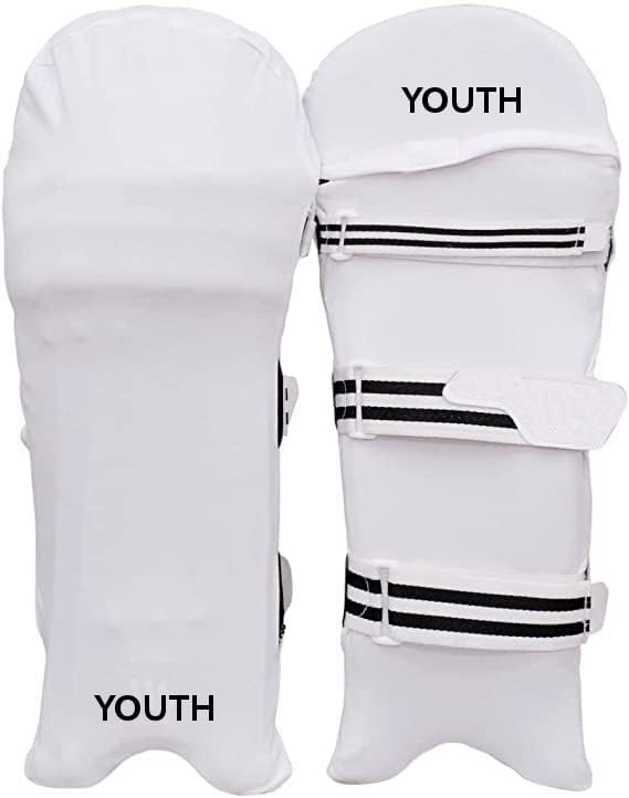 Image of Cricket Batting Pads Covers, Leg Guards Clads, Colored Pad Outer Skin || Protection from Ball Scratches and dust || Size-Youth || Age for 12-16 Years Old (White)