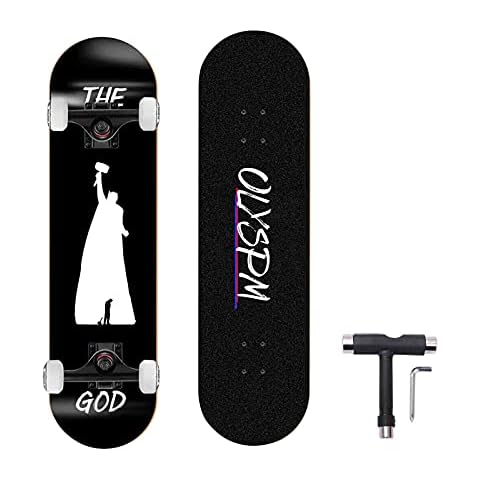 OLYSPM Skateboard Komplettboard 31 x 8 Zoll mit ABEC-9 Chrome Kugellager,7-Lagiger Kanadischer Ahorn,5.0" Skateboard-Achsen aus Aluminium Cover