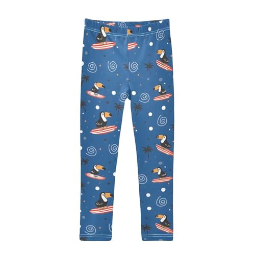 Toucan Surfing Palm Tree Girls Leggings Soft Stretch Workout Yoga Dance Pants for Kids Casual Tights