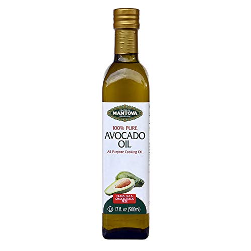 Mantova Avocado Oil, Product Of Mexico, Packed In Italy, 100% Pure, Gmo-Free, Heart-Healthy Avocado Oil For High-Heat Cooking, Frying, Baking, Grilling, Barbequing And Smoking, 450° Smoke Point, Paleo And Keto Diet Friendly, Gluten-Free, Cholesterol-Free, Kosher-Certified, 17 Fl. Oz. #TOP27