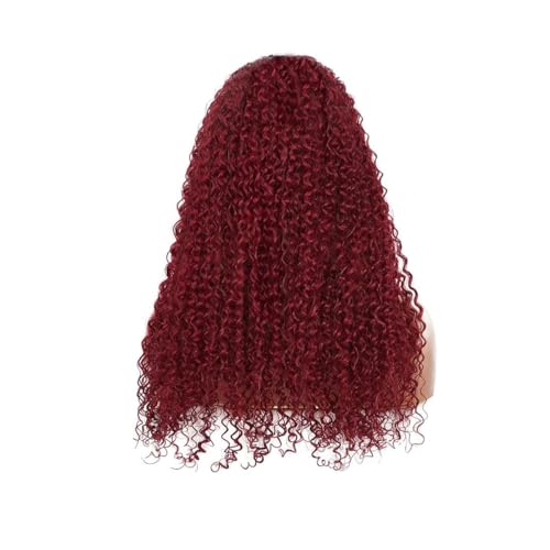 Image of XSY Headband Wig Human Hair Kinky Curly 99J Burgundy Headband Wigs for Black Women Deep Curly Human Hair Wigs None Lace Front Wig 150% Density 26 Inch