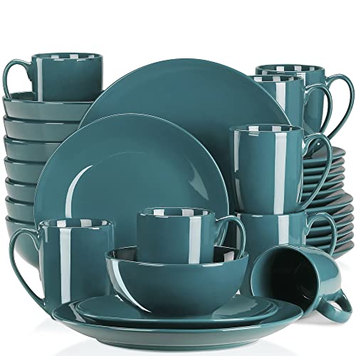 LOVECASA Service Complet en Porcelaine, Série Sweet, Service de Table 32 Pièces pour 8 Personnes, Assiette Plate, Assiette Dessert, Bols à Céréales, Tasse Mug