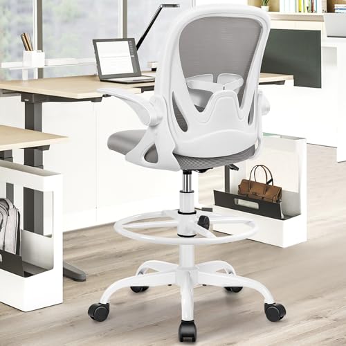 Primy Silla De Oficina Silla De Diseño Ergonómico Silla Giratoria 360 Taburete De Bar Con Reposapiés Silla Para El Hogar Con Reposabrazos Plegables, 300 Libras Gris Primy Silla De Oficina Silla De Diseño Ergonómico Silla Giratoria 360 Taburete De Bar Con Reposapiés Silla Para El Hogar Con Reposabrazos Plegables, 300 Libras Gris