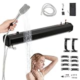 【Applicazioni versatili】: ideale per varie attività come campeggio, surf, pesca ed edilizia, questa doccia portatile pulisce biciclette e piatti fangosi senza elettricità. È una scelta affidabile per famiglie o gruppi in viaggi lunghi, offrendo praticità ovunque.