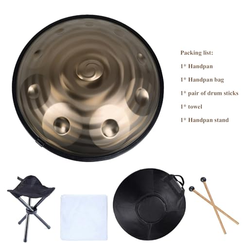 Handpan steel 10 notas 15.7 in con soporte y bolsa miniatura 6