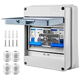 Dual Power Transferschalter, 32A Manueller Transferschalter, Wasserdicht Verteilerkasten IP65 mit 2-polige Leistungsschalter und einseitiger Schiebeverschluss für industrielle und Wohnen