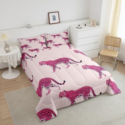 Housse de couette léopard rose Manfei parure de lit douce pour peau sensible - 4