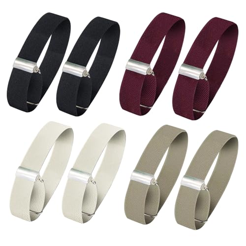 8pcs (4 Pairs) Unisex Elastic Adjustable Armbands Sleeve Garters Elastic Adjustable Arm Band Unisex Anti-Slip Shirt Long Sleeve Holders Armbands for Men Women