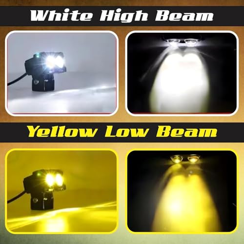 Image of MIKANIX LED Fog Light Lens Projector With HD Lens Super Bright Dual Color White | Yellow With High & Low Beam For All Motorbike, Scooty & ATVs