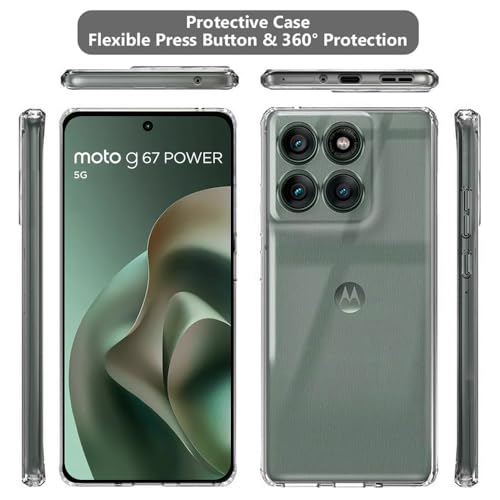 Image of Amazon Brand - Solimo Mobile Cover for Motorola Moto G67 Power 5G / G57 Power 5G (Soft & Shockproof Back Case with inbuilt Cushioned Edges), Clear