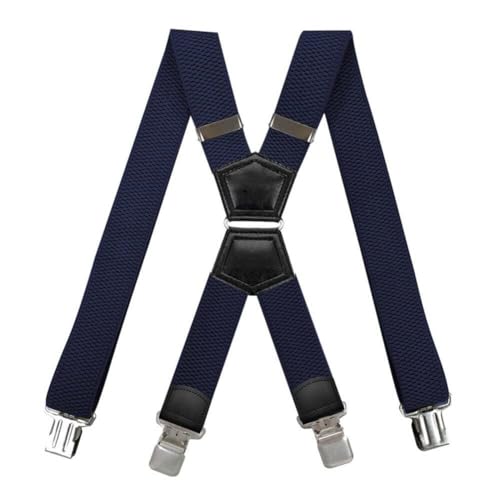 Image of LPLYAA Mens Suspenders X Back 4 Strong Metal Clips 1.57 Inch Wide Braces For Work (Color : Blue, Size : 1)